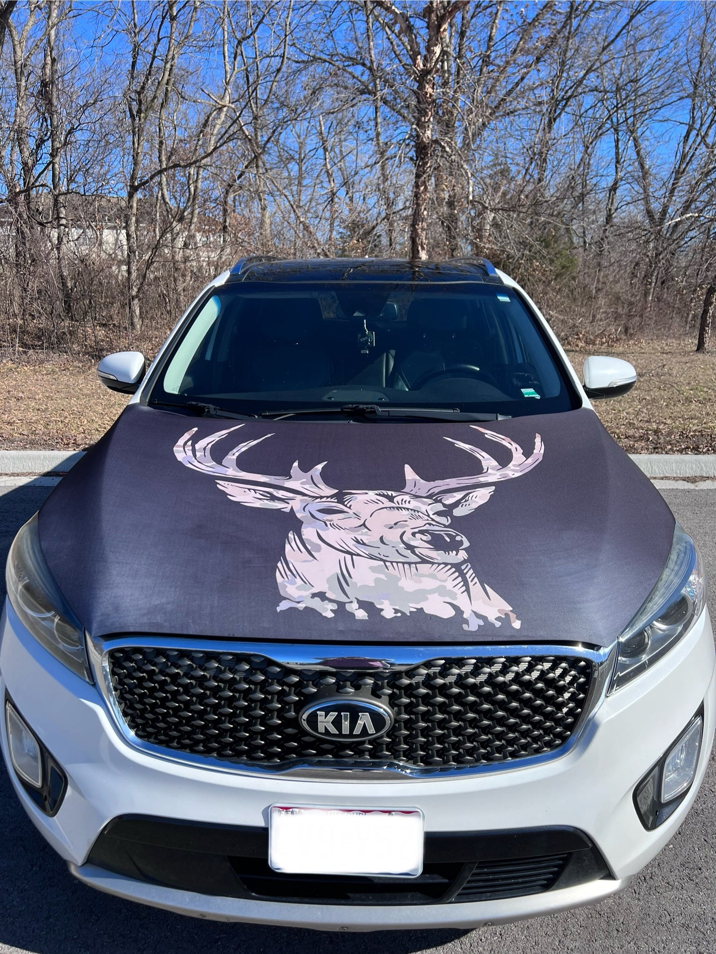 Camo Buck Car Hood Cover