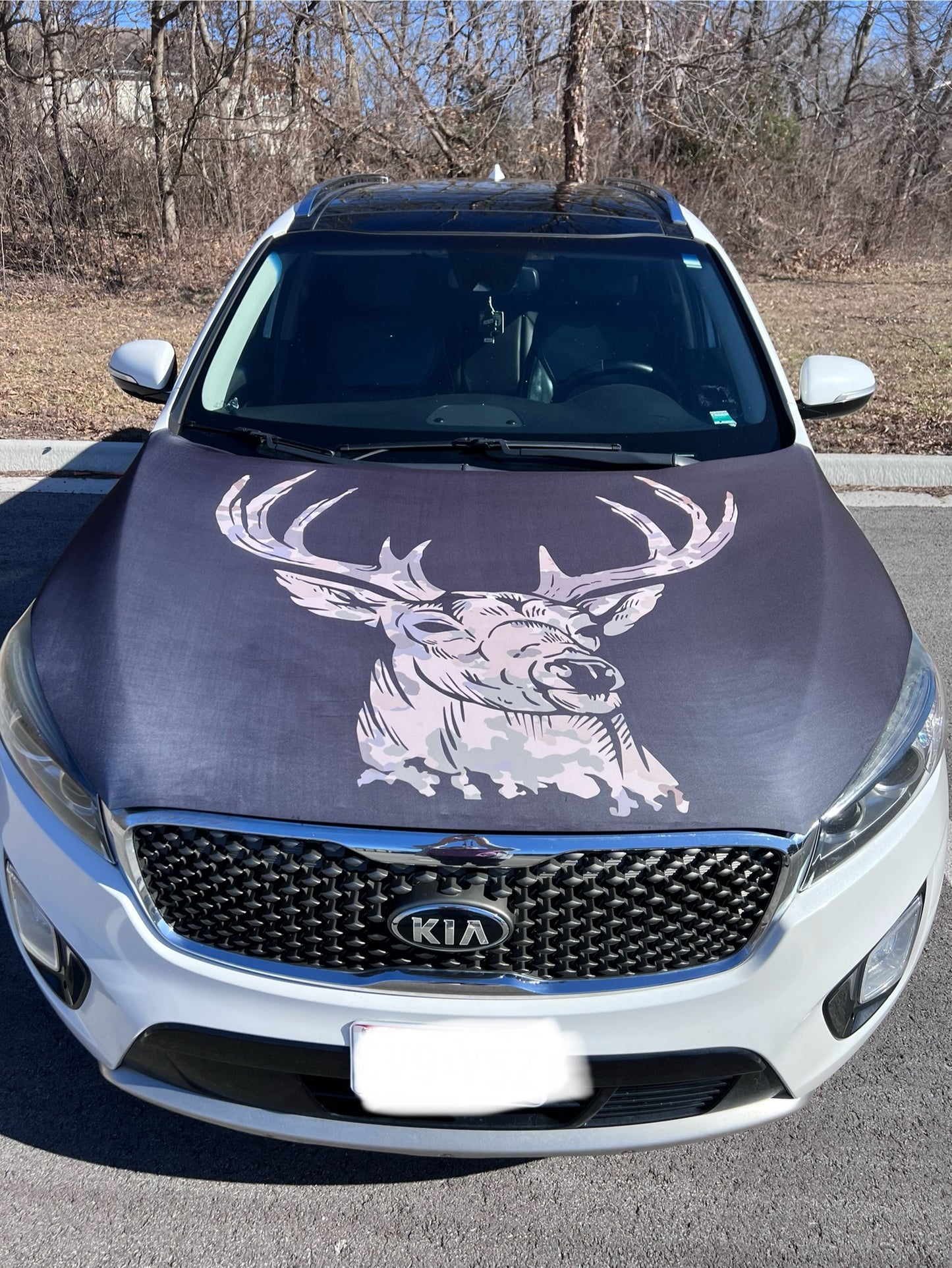 Camo Buck Car Hood Cover