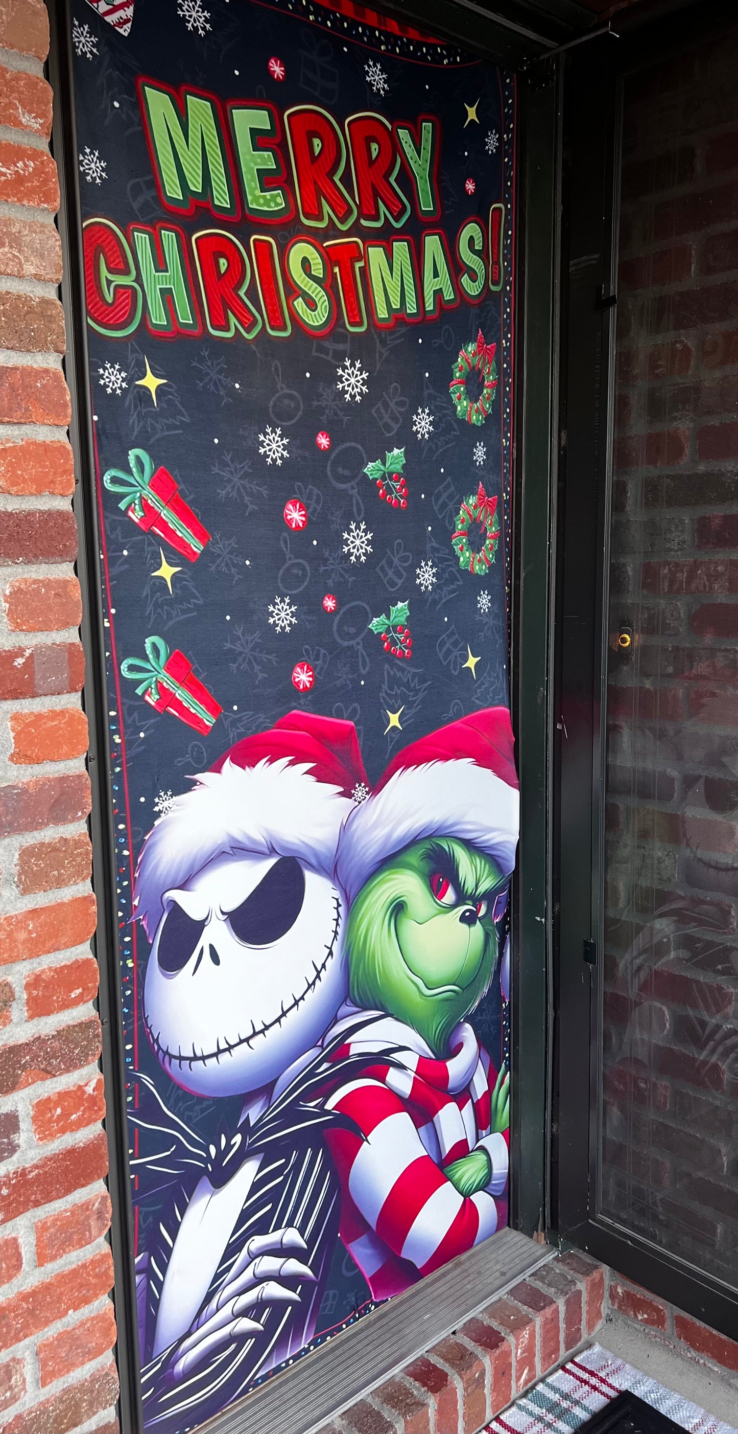 Jack the Skeleton & The Grinch Full Size Door Cover