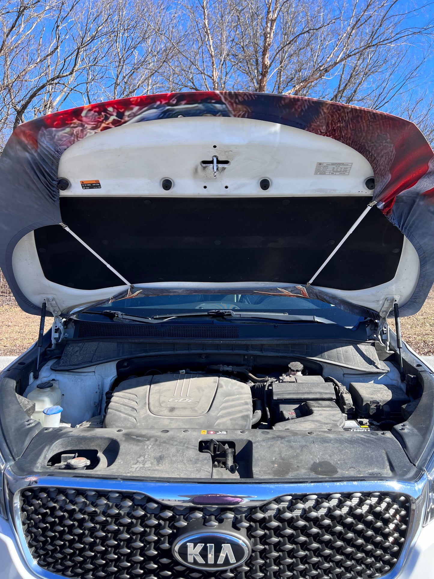 Buck Deer American Flag Car Hood Cover