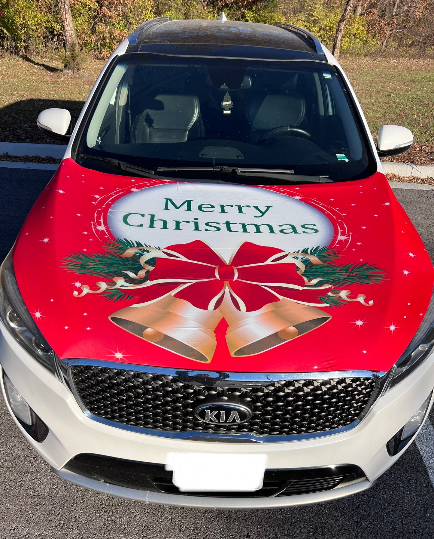 Merry Christmas Bells Car Hood Cover