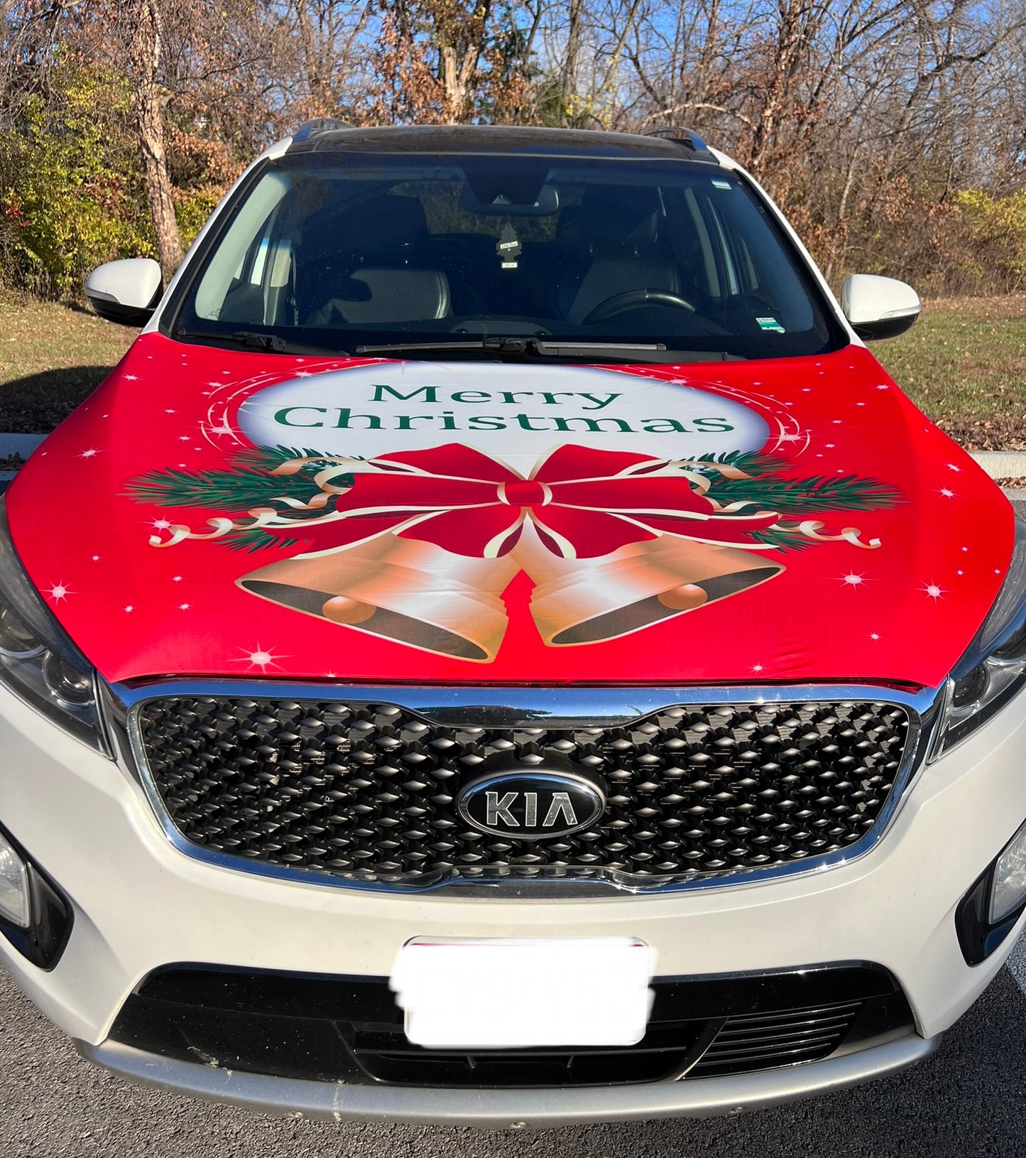 Merry Christmas Bells Car Hood Cover