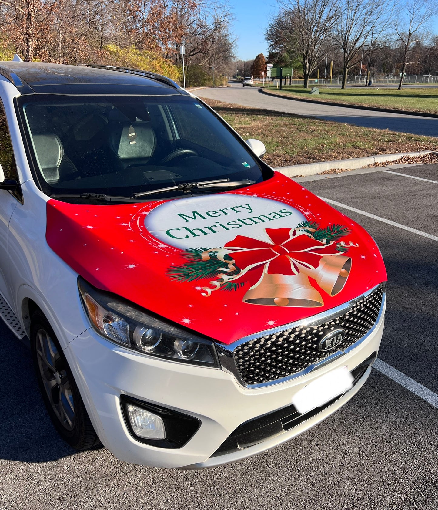 Merry Christmas Bells Car Hood Cover