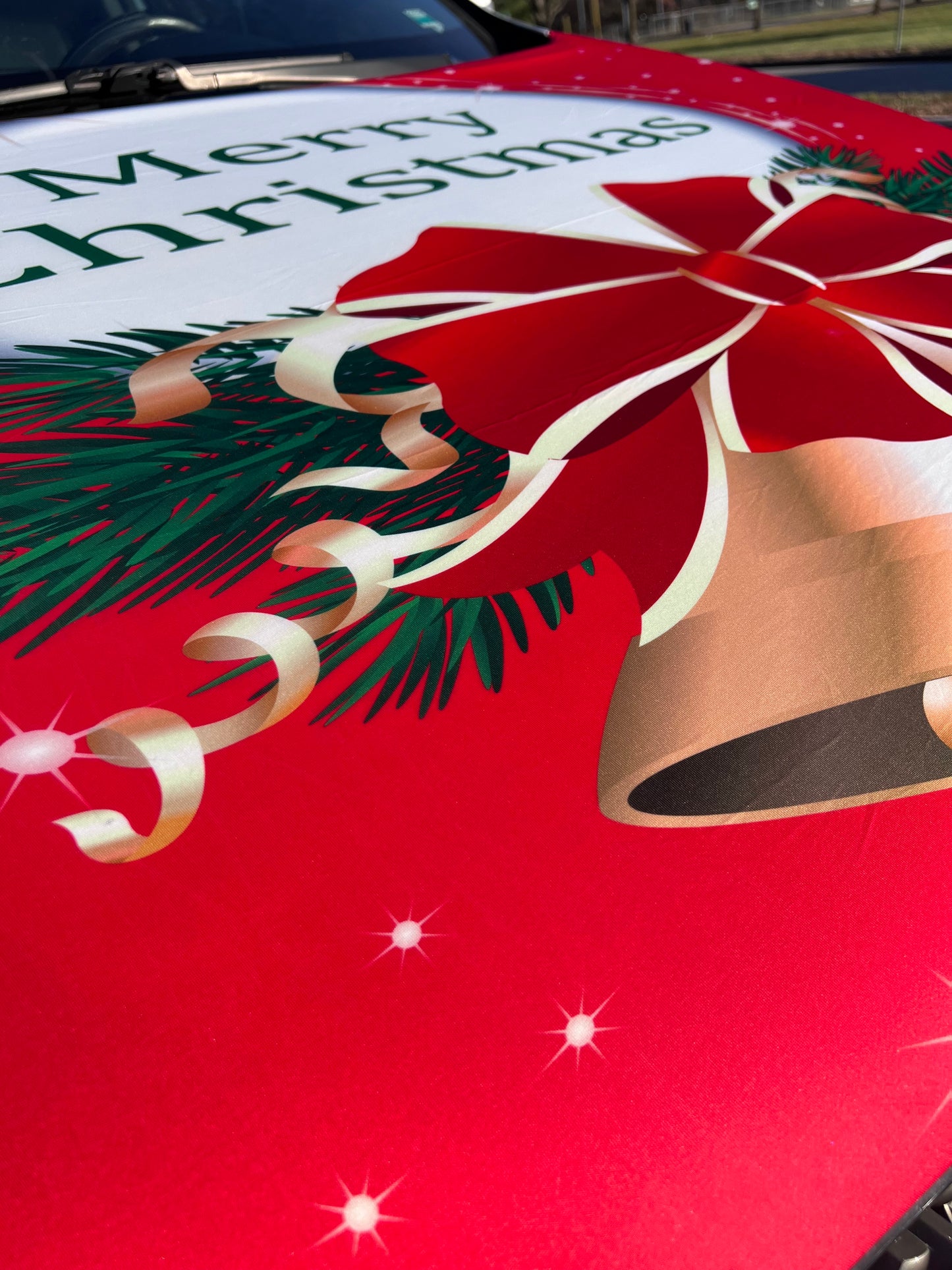 Merry Christmas Bells Car Hood Cover