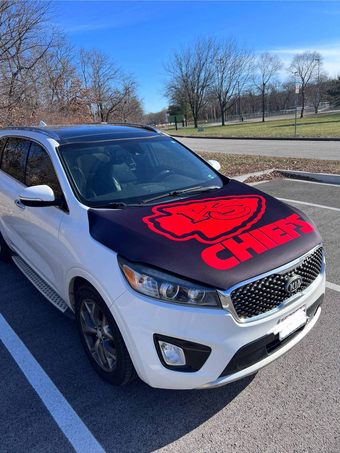 Black and Red Chiefs Car Hood Cover