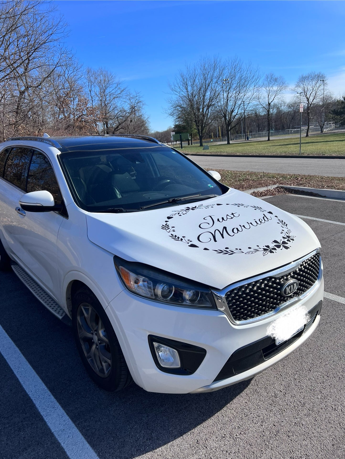 Just Married Car Hood Cover