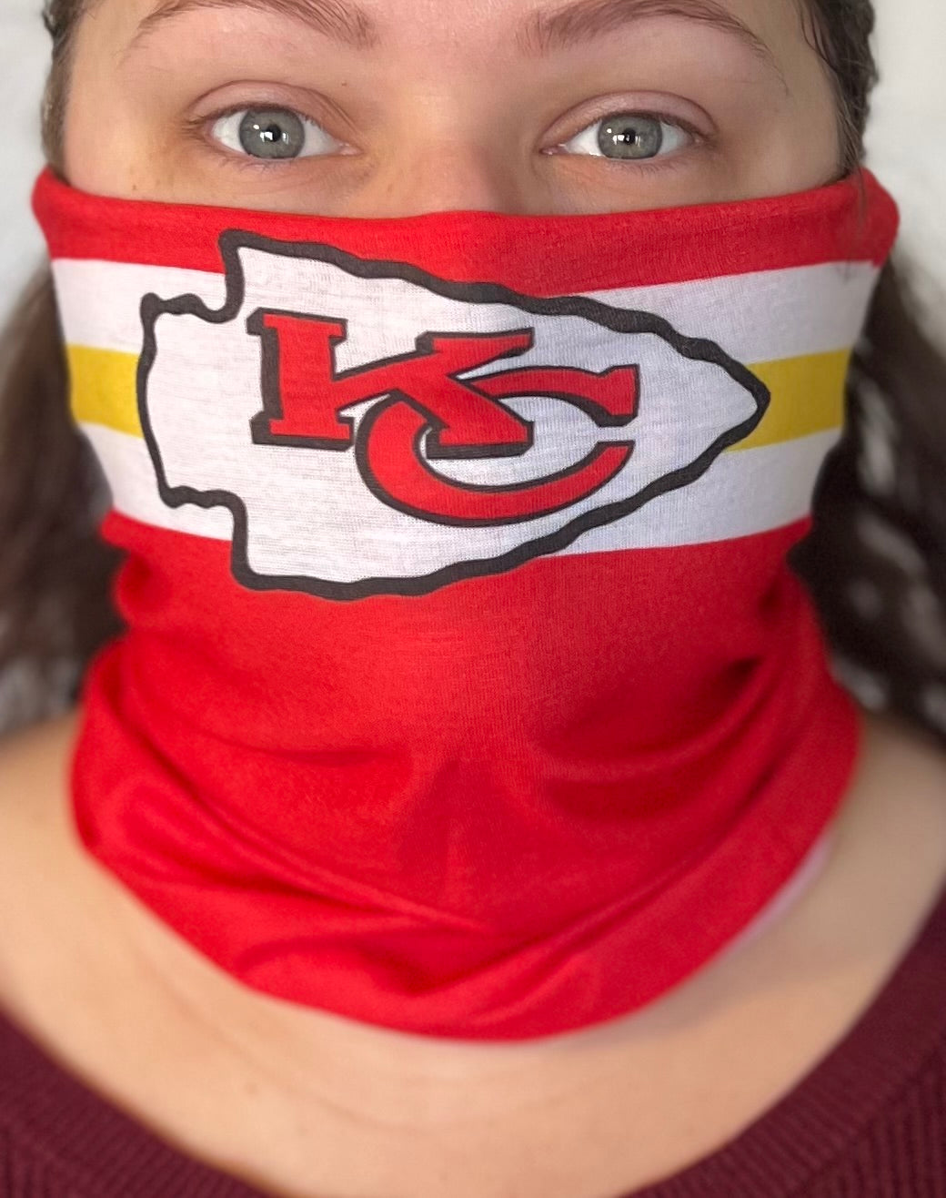 KC Chiefs Arrowhead Stripe Neck Gaiter