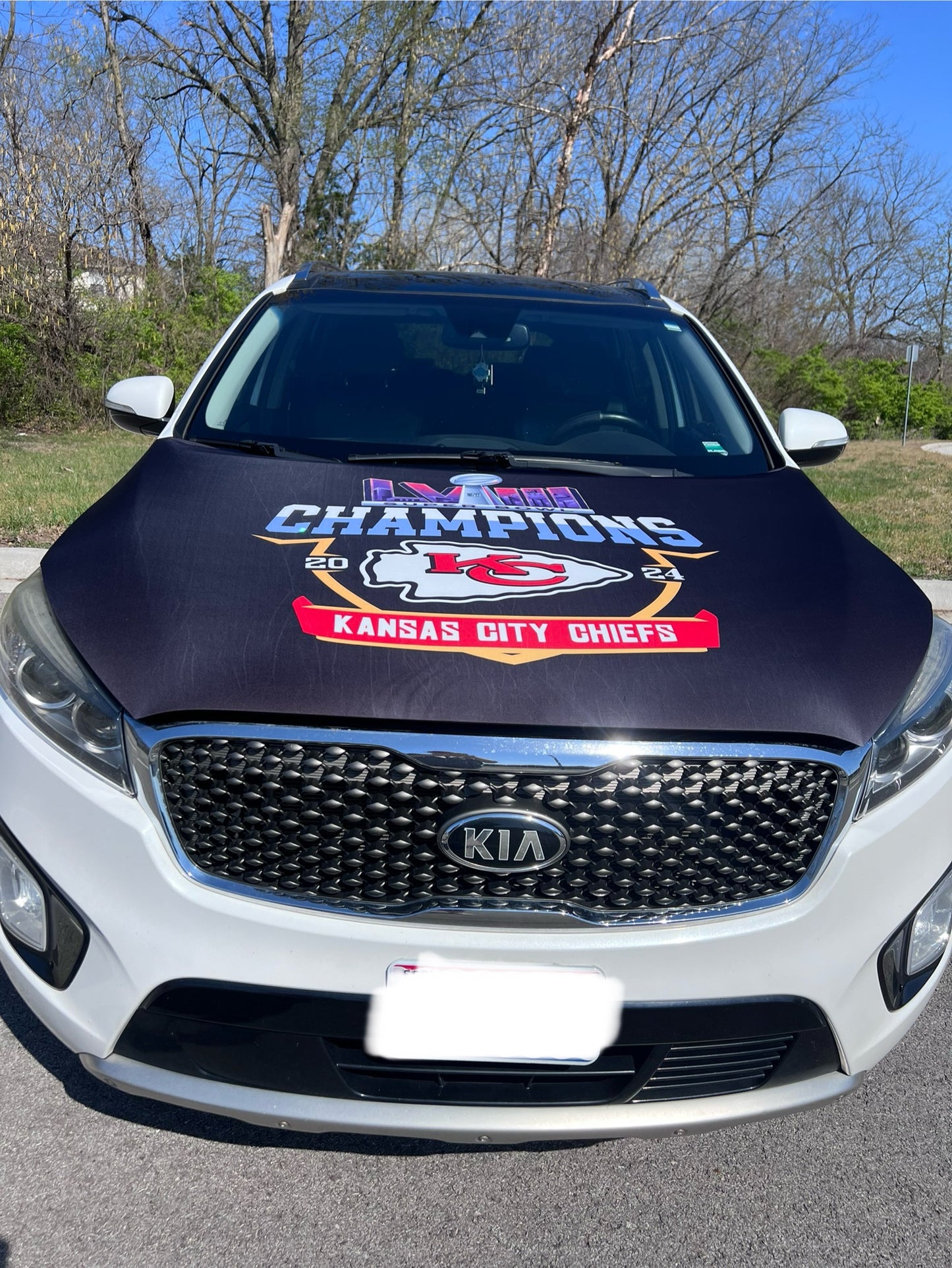 Chiefs 2024 Champions Black Background Car Hood Cover