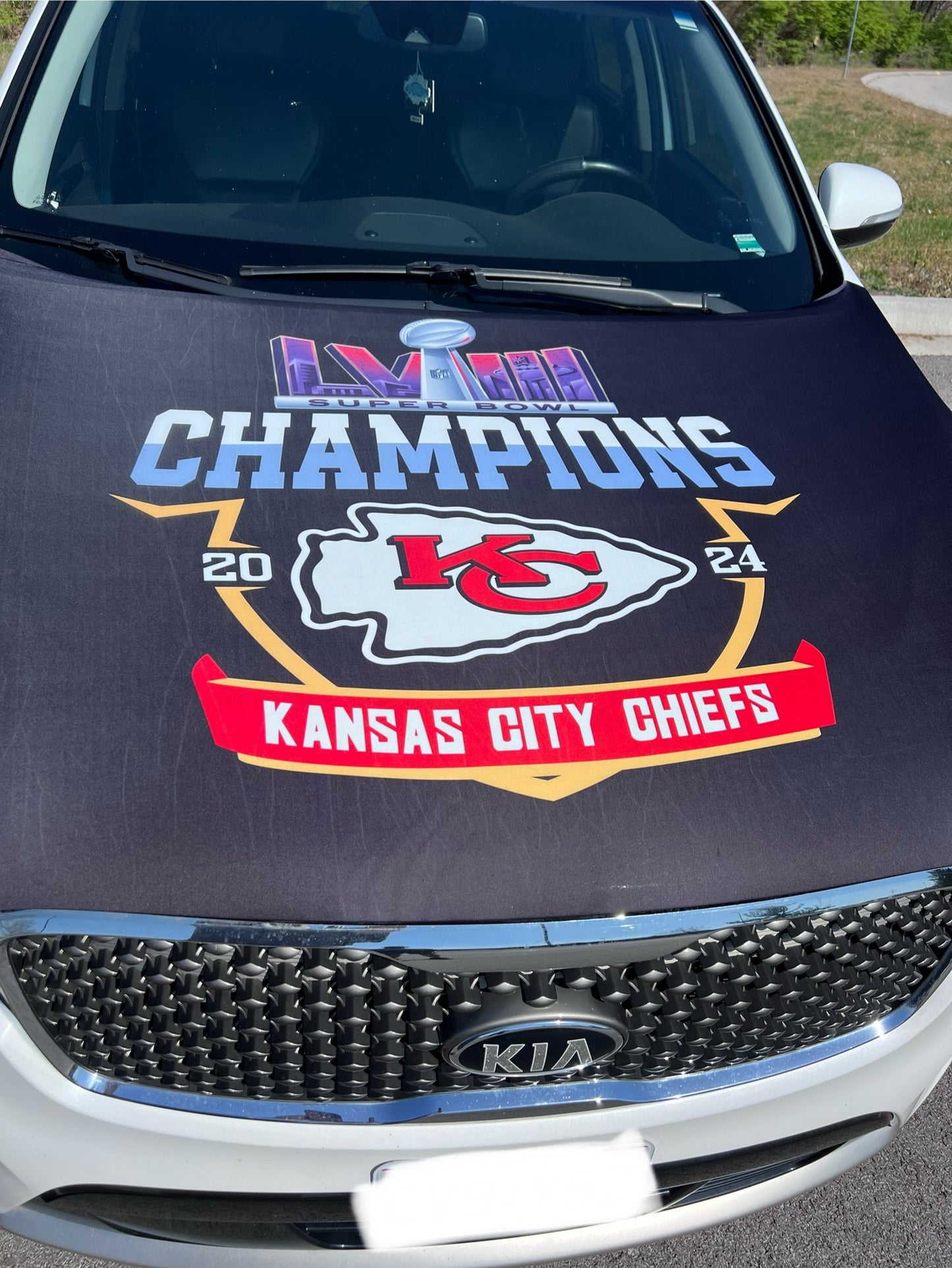 Chiefs 2024 Champions Black Background Car Hood Cover