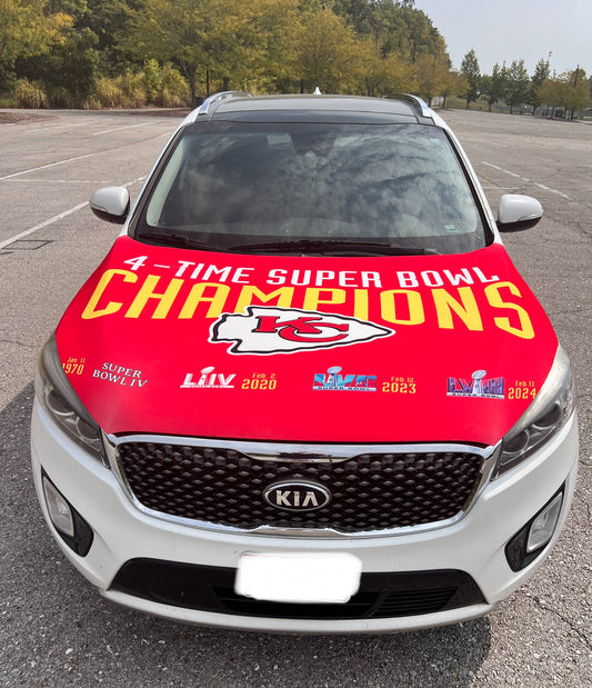 Chiefs 4-Time Super Bowl Champions Car Hood Cover