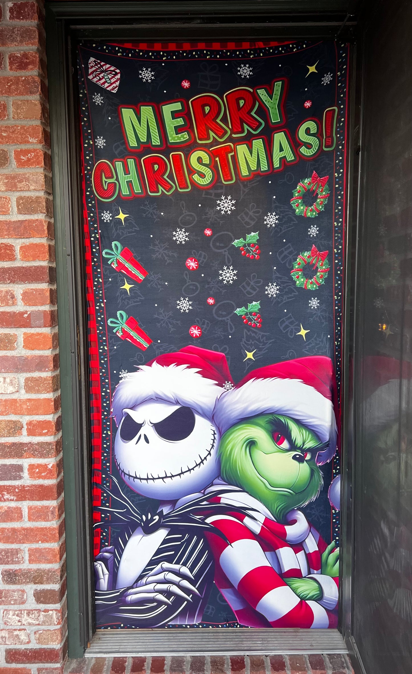 Jack the Skeleton & The Grinch Full Size Door Cover