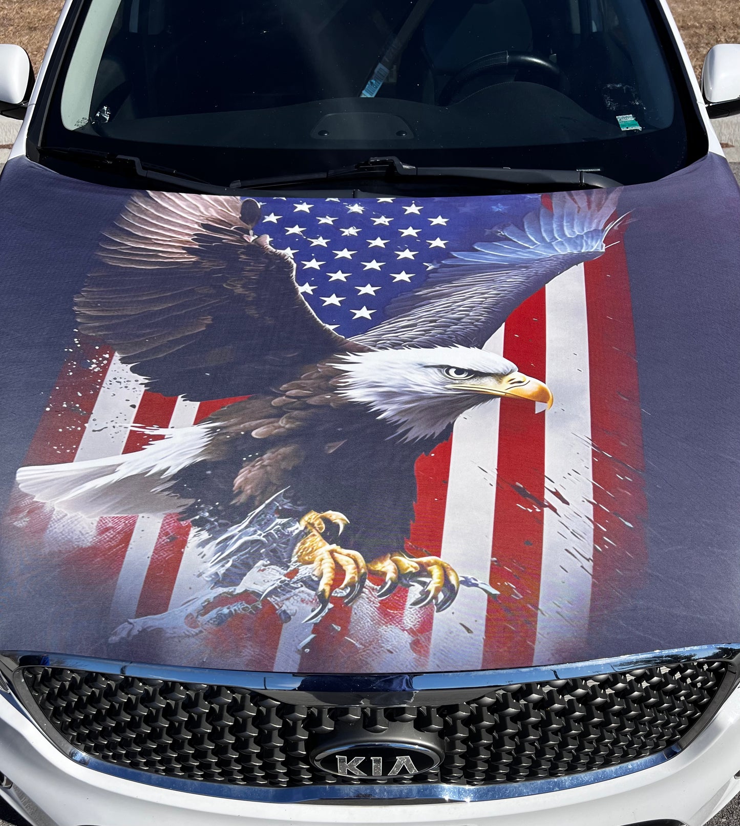 American Flag & Eagle Car Hood Cover