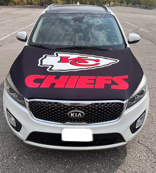 Red, White and Black Chiefs Car Hood Cover