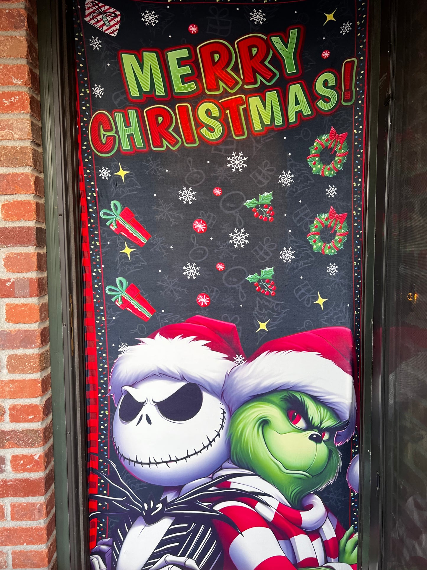 Jack the Skeleton & The Grinch Full Size Door Cover