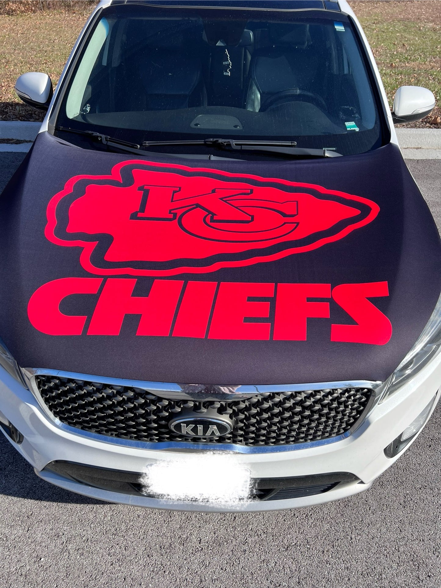 Black and Red Chiefs Car Hood Cover