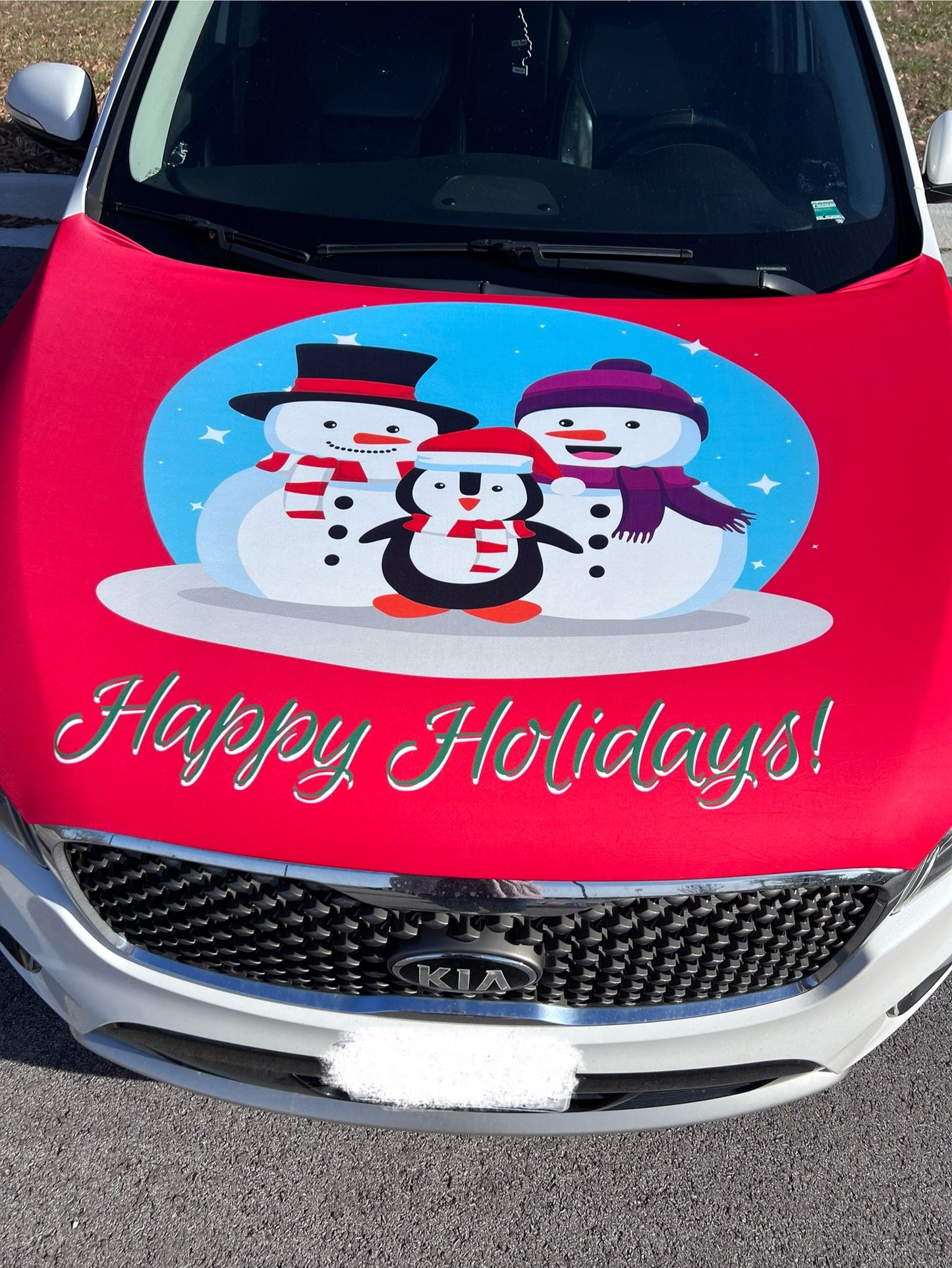 Happy Holidays Snow Globe Car Hood Cover