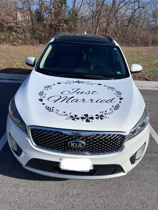 Just Married Car Hood Cover